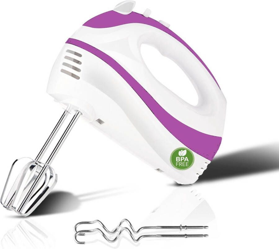 Royalty line HM250T Handmixer 300W Mixer Kloppers & Garde Mixers Met 5 Snelheidsinstellingen en Turbofunctie Wit Paars - Foto 2