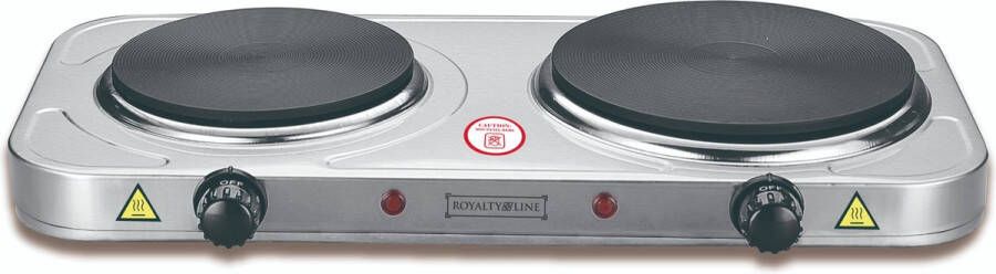 Royalty line HP18204 Elektrische Kookplaat 2 Pits Elektrische Kookplaten 1000W + 1500W Ø155 + 185mm RVS - Foto 2