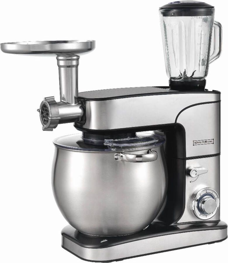 Royalty line Keukenmachine Keukenrobot 2800W Foodprocessor met 7 Snelheidsstanden + LED incl. Garde Kneedhaak Mengarm en Blender Met Spatscherm & RVS Mengkom Van 12 Liter Zilver - Foto 2