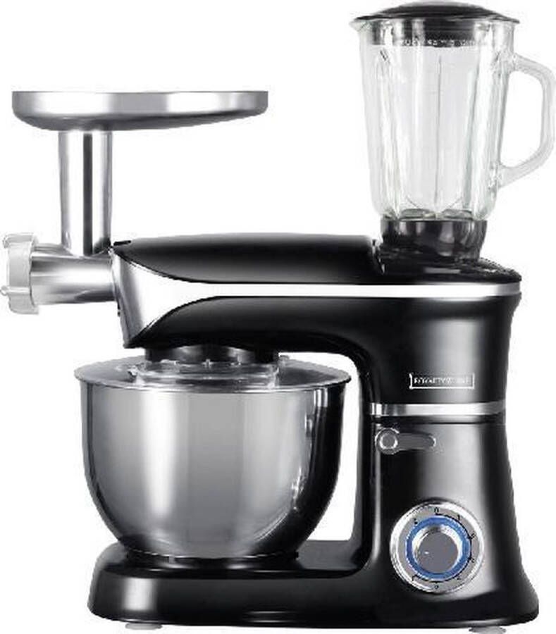 Royalty line Keukenmachine Keukenrobot 1900W Foodprocessor met 7 Snelheidsstanden + LED incl. Garde Kneedhaak Mengarm en Blender Met Spatscherm Vleesmolen & RVS Mengkom Van 6.5 Liter Zwart - Foto 2