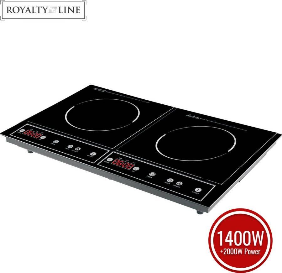 Royalty line BaseCore Inductie Kookplaat Vrijstaand Inductie Fornuis Dubbele Inductie Kookplaat 8 Temperatuurstanden 4 Kookfuncties Met Timerfunctie Krasbestendig 80 tot 270°C Zwart