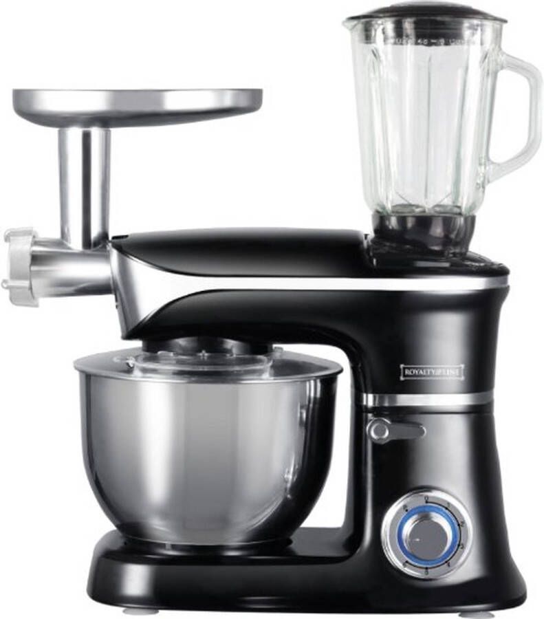 Royalty line Keukenmachine Keukenrobot 1900W Foodprocessor met 7 Snelheidsstanden + LED incl. Garde Kneedhaak Mengarm en Blender Met Spatscherm & RVS Mengkom Van 6.5 Liter Zilver - Foto 1