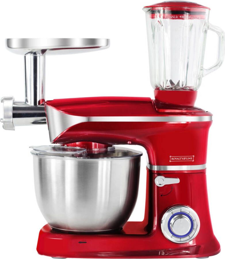 Royalty line Keukenmachine Keukenrobot 1900W Foodprocessor met 7 Snelheidsstanden + LED incl. Garde Kneedhaak Mengarm en Blender Met Spatscherm & RVS Mengkom Van 6.5 Liter Rood - Foto 3