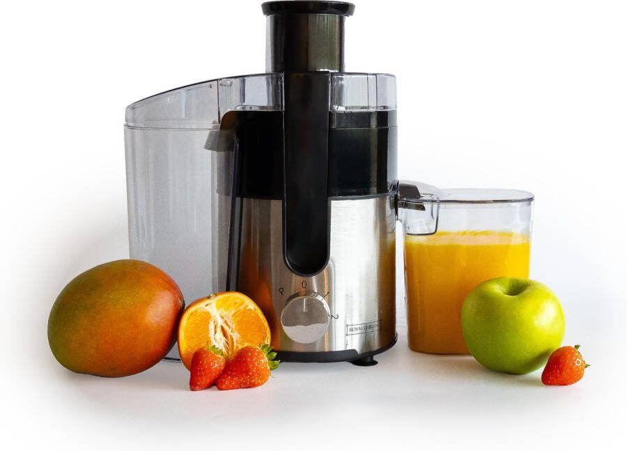 Royalty line PJ7611 Juicers Sapcentrifuges voor Groenten & Fruit Slowjuicer Met 600ml Sapbeker en 1 Liter Pulpreservoir 3 Snelheden 600W RSV Zwart