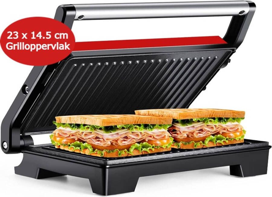 Royalty line PM1000 Kleine Tosti Apparaat Voor 2 Tosti's 23 x 14.5 cm Grilloppervlak Uitklapbaar Contactgrill 1000W Panini Grill Antiaanbaklaag Toaster Grill Tosti Ijzer Croque Monsieur Toestel Rood - Foto 4