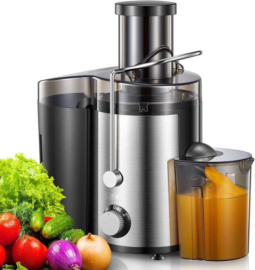 Royalty line PJ19001 Sapcentrifuge Juicer Voor Groenten & Fruit Juicers Met 1500ml Pulpcontainer & 450ml Sapbeker 3 Snelheden 700W RVS
