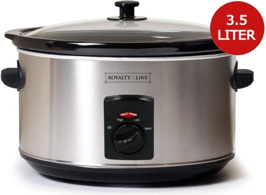 Royalty line SLC1012 Slowcooker 3.5 Liter Ø 24 5cm Met Uitneembare Keramische Binnenpan PFAS Vrij 240W Warmhoudfunctie RVS