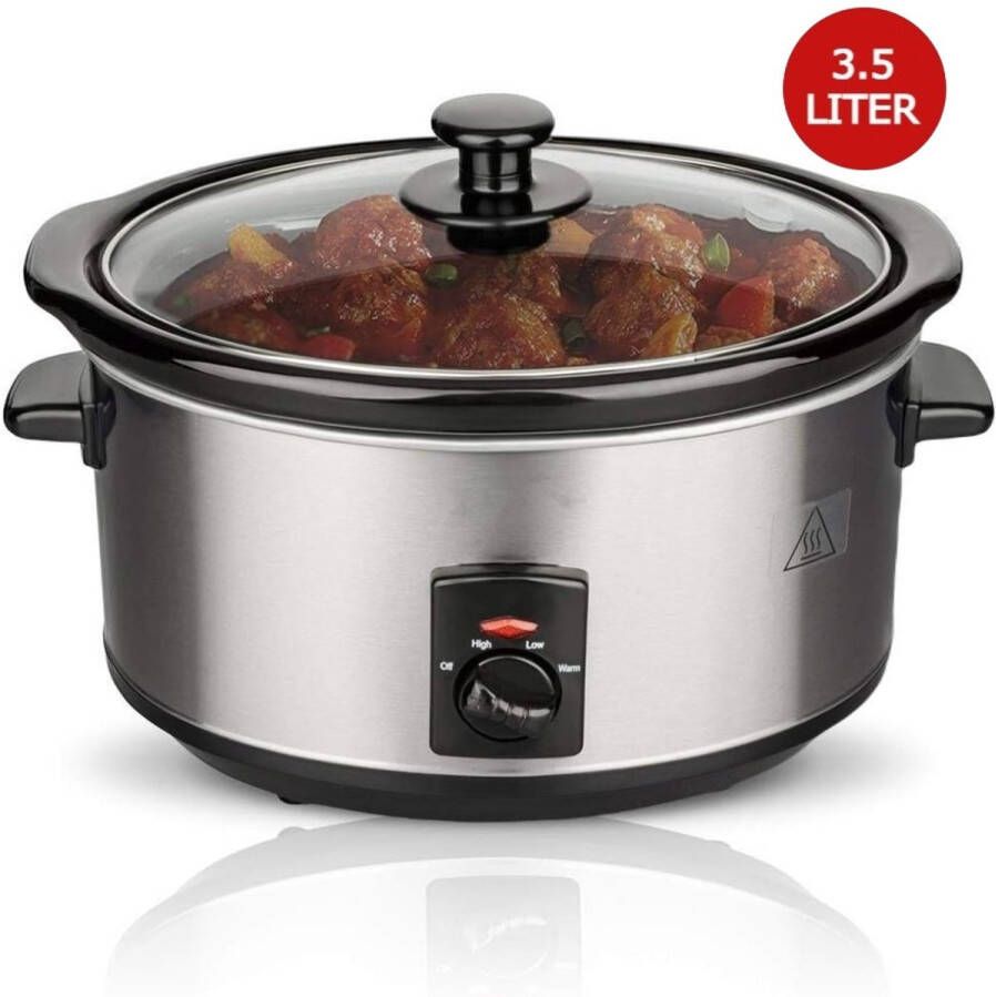 Royalty line SLC1012 Slowcooker 3.5 Liter Ø 24 5cm Met Uitneembare Keramische Binnenpan PFAS Vrij 240W Warmhoudfunctie RVS - Foto 2
