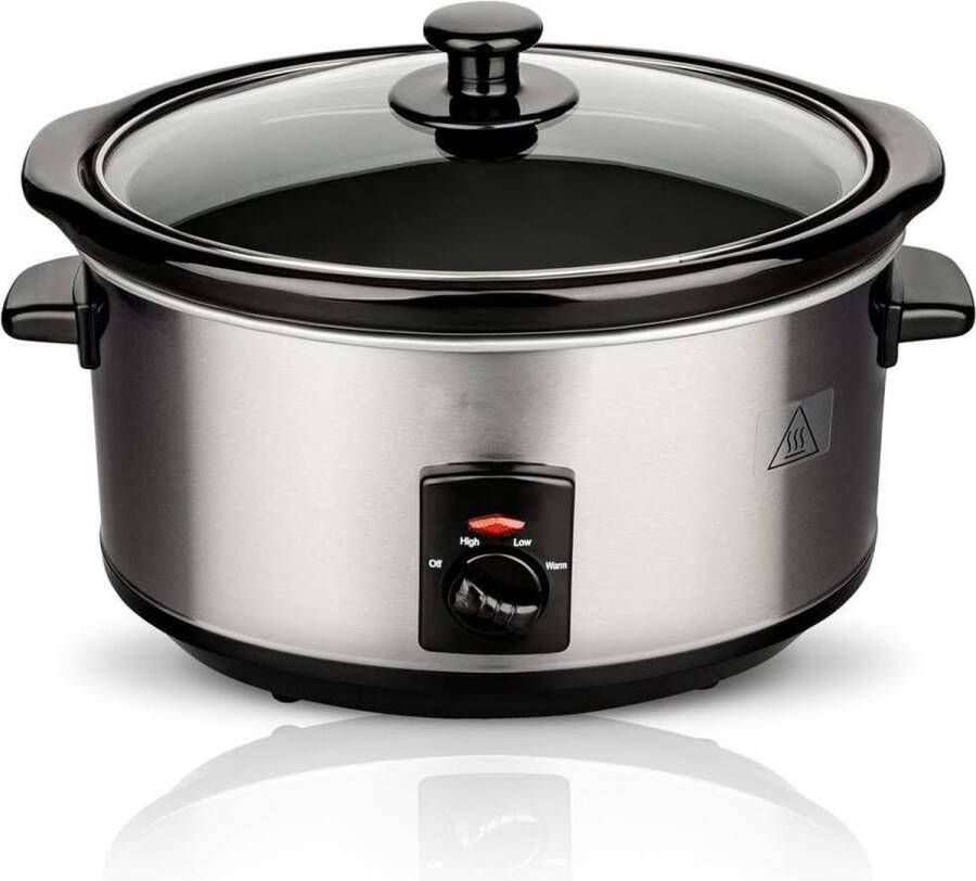 Royalty line SLC1013 Slowcooker 6 Liter Met Uitneembare Keramische Binnenpan PFAS Vrij 320W Warmhoudfunctie RVS - Foto 3