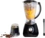 Royalty line SM400P2L Blender Met Koffiemolen Smoothie Maker 1.5L Plastic Kan met Spatel 500W Blenders met 3 Snelheden Smoothie Blender Met Extra Bonenmaler Zwart - Thumbnail 1