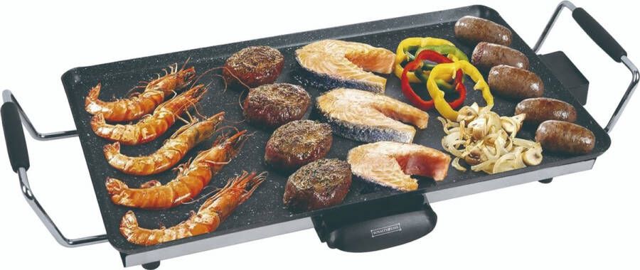 Royalty line TP18209 Teppanyaki Bakplaat Tafelgrill 46x26 cm Plancha Voor 4 tot 6 Personen Grillplaat Met Antiaanbaklaag En Marmer Coating Zwart