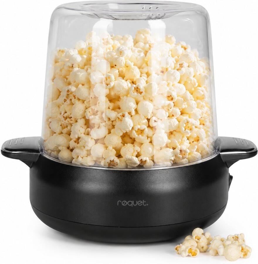 RØQUET Popcornmachine – Hetelucht Popcorn Maker – Popcorn Apparaat – Zwart