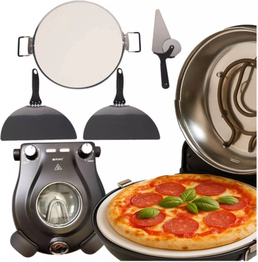Ruhhy elektrische pizzaoven 420°C met keramische steen – compact snel en met accessoires