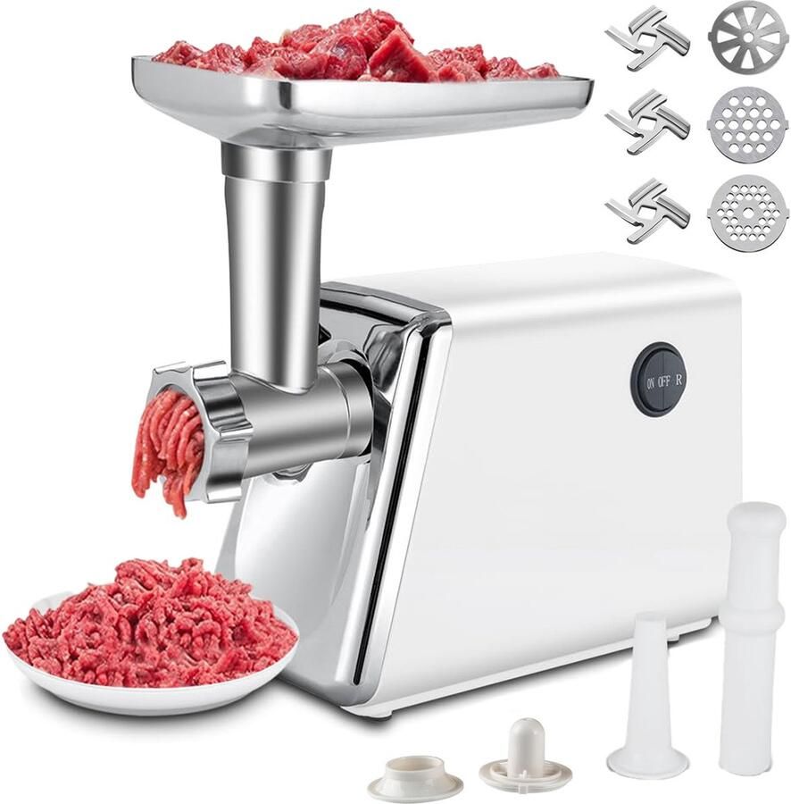 Ruijingsky Elektrische vleesmolen snijmachine worstmaker rasp babyvoedingblender volautomatische keukenmachine voor thuisgebruik multifunctioneel wit met gegalvaniseerd paneel
