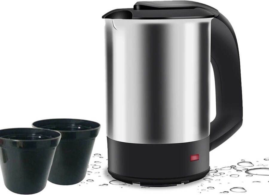 Rumi Mini Waterkoker Geschikt voor warm water Thee Koffie 1000W Draagbare 0.5L Klein Camping Formaat Reiswaterkoker met Kalkfilter Titanium