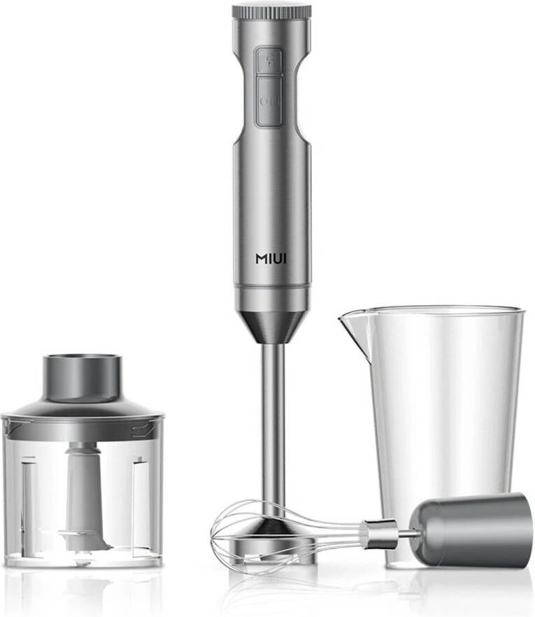 Rumi Staafmixer 1000 KW Krachtige 4-in-1 Roestvrijstalen staafmixer 700 ml mengbeker Vaatwasserbestending Easy Click Systeem Plus Turboboost Splashcontrol