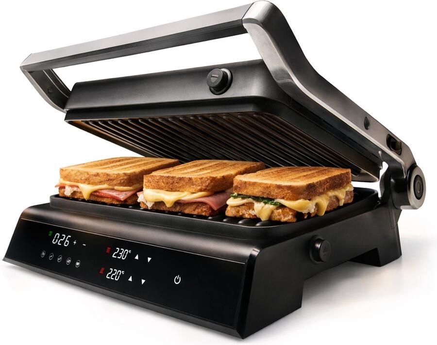 Rurido XL Tosti Apparaat 2000 W met Uitneembare platen – Multifunctioneel als Tosti ijzer Contactgrill Grill apparaat & Panini grill – Inclusief Gratis digitaal receptenboek - Foto 3