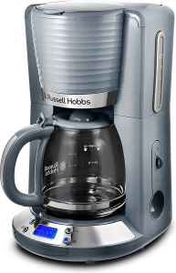 Russell Hobbs Inspire Grey Coffee Maker (Digitaal Filterkoffiezetapparaat Grijs incl. Glazen Kan (10 Koppen (1 25L)) Programmeerbare Timer Whirltech-sproeitechnologie 1100 Watt 24393-56