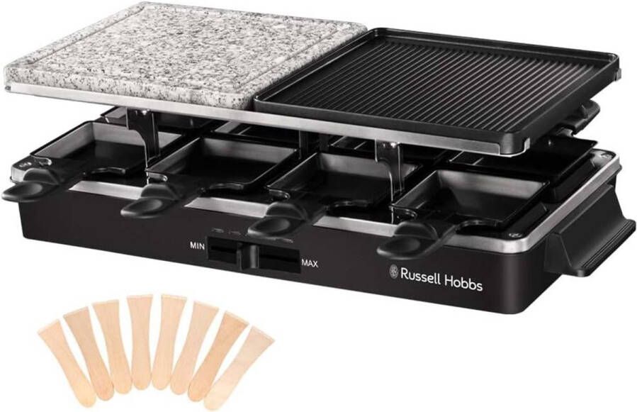 Russell Hobbs Raclette -apparaat 26280-56 3 in 1 multifunctionele 8 personen 1400W Omkeerbare grill