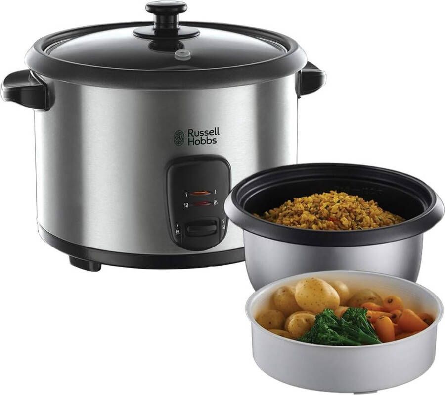 Russell Hobbs Rusell Hobbs Multifunctionele Rijstkoker Culinaire Diversiteit in Één Rijstkoker Creëer Gerechten van Groenten en Vis Eenvoudig in Gebruik Stijlvol Roestvrijstalen Ontwerp Zwart Levering Sneller dan Aangegeven1