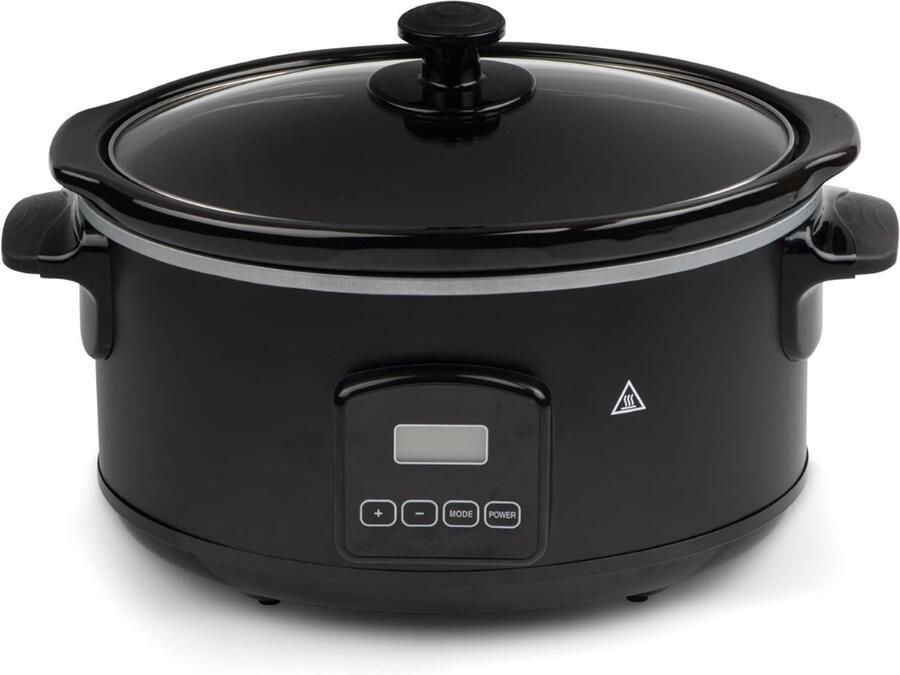 RUX Slowcooker met Timer Crockpot Stoompot Inclusief Warmhoudfunctie 4 5 Liter Zwart 35cm x 25cm x 27cm