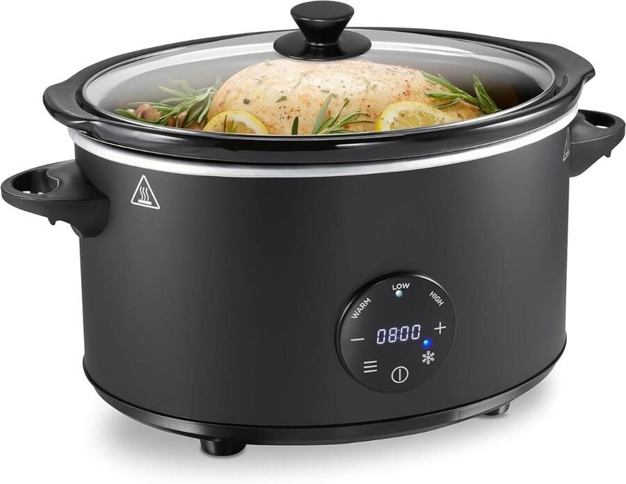 RUX Slowcooker met timer Slowcooker Crockpot Zwart ‎35cm x 23cm x 36cm