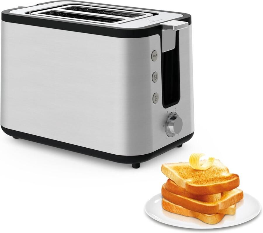 RUX Tosti Apparaat Broodrooster Tosti Apparaat Tosti Broodrooster Zilver 19cm x 38cm x 19cm