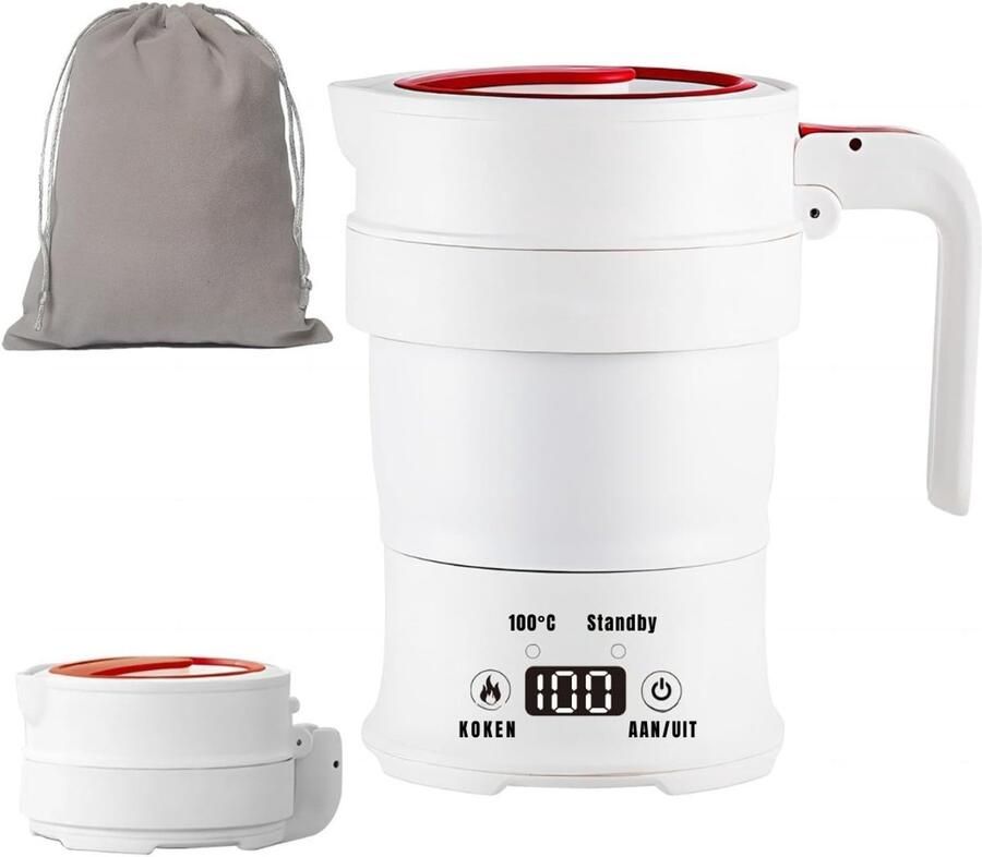 Quvo Waterkoker camping Waterkoker klein Waterkoker reis Wit 8cm x 12cm x 16cm