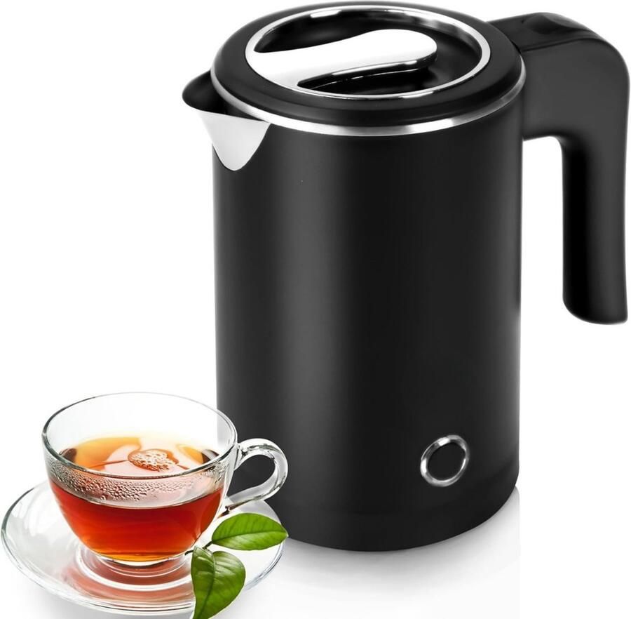 Quvo Waterkoker camping Waterkoker klein Waterkoker reis Zwart 12cm x 12cm x 15cm