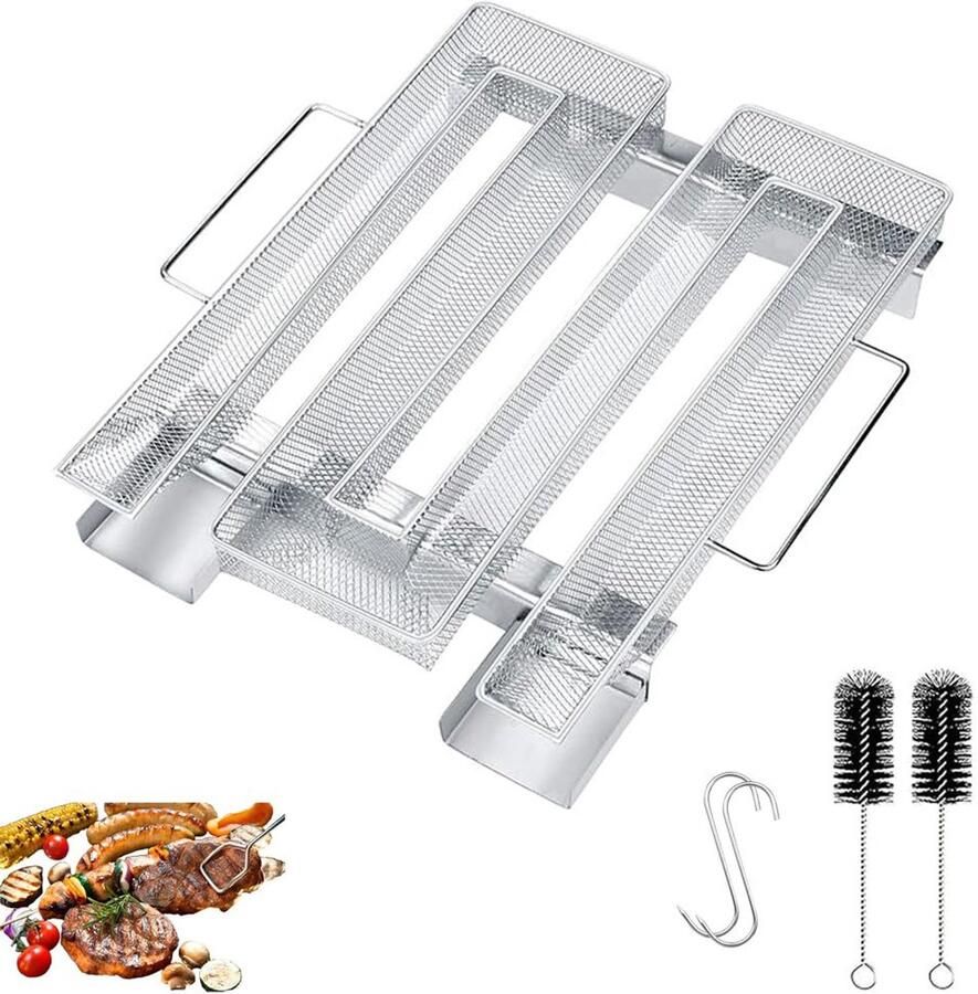 RVS Koud Rookgenerator met Handvat en 2 Vlees Haken