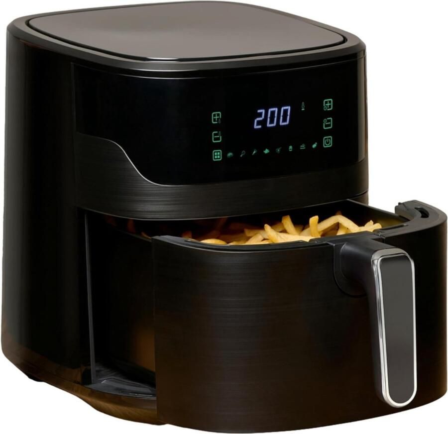 RVV Airfryer xl Airfryer xxl Heteluchtfriteuse 6 Liter Timer tot 60 Minuten- Zwart ‎39cm x 29cm x 34cm