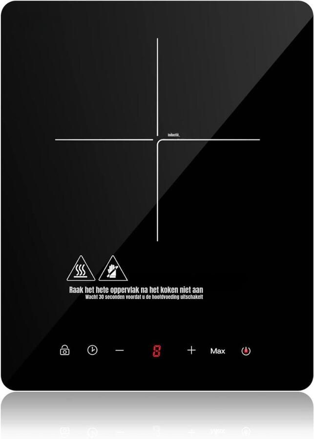 RVV Elektrische Kookplaat 1 Pit Elektrische Fornuis Elektrische Kookplaat Vrijstaand 1 Kookzone Kinderslot Zwart 35cm x 28cm x 5cm
