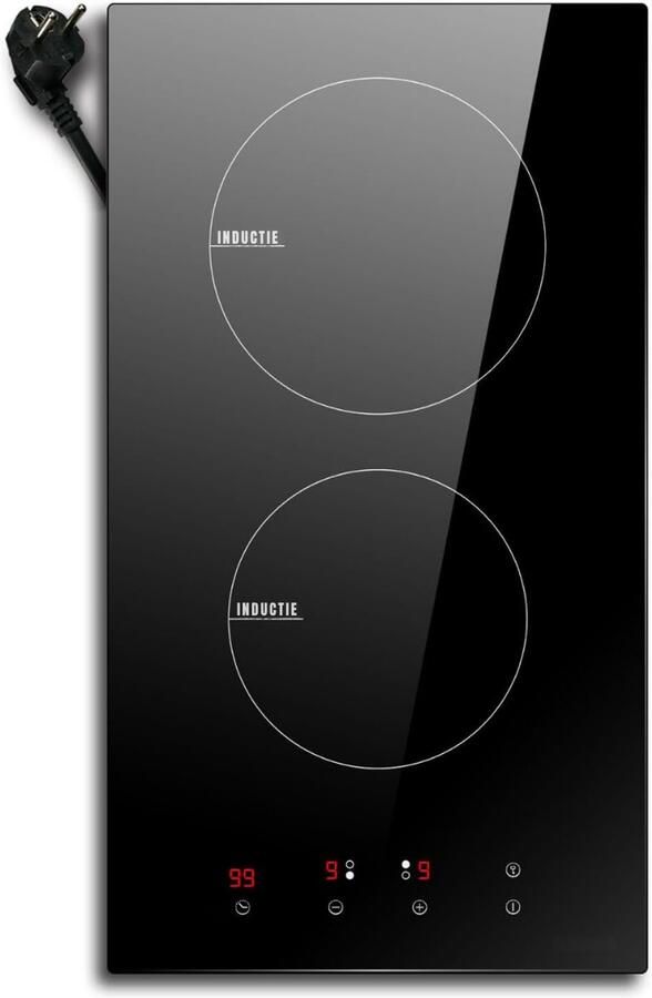 RVV Elektrische Kookplaat 2 Pits Elektrische Fornuis Elektrische Kookplaat Vrijstaand 2 Kookplaten 30 cm Kinderslot Zwart -52 cm x 29 cm x 6 cm