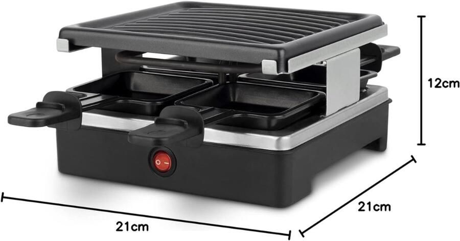 RVV Gourmetstel 4 personen Gourmetstellen Gourmet Zwart 22cm x 22cm x 12cm