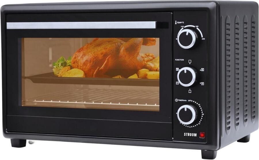 RVV Heteluchtoven Oven Airfryer Oven Zilveren Rand -Zwart- 59cm x 45cm x 38cm