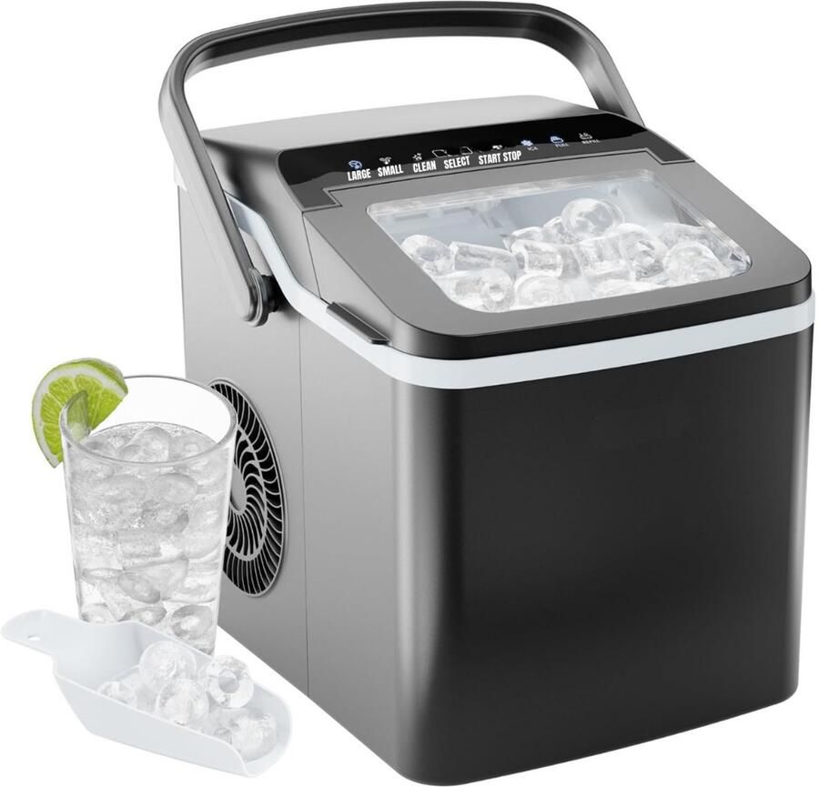 RVV Ijsblokjesmachine ijsmachine ijsblokjesmakers Draagbare ijsmachine Zwart 33 cm x 27 cm x 33 cm