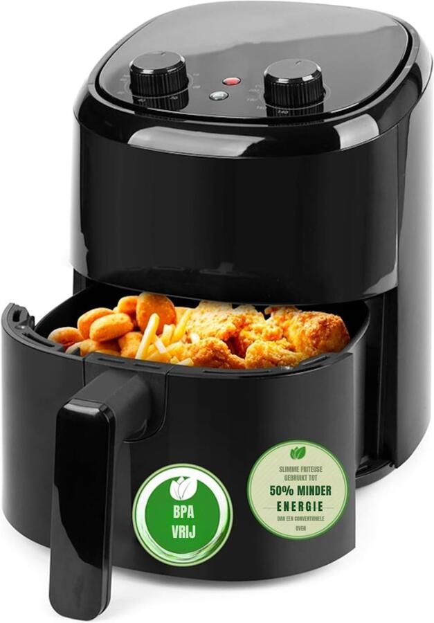 RVV Mini airfryer Airfryer klein Zwart 28cm x 22cm x 29cm