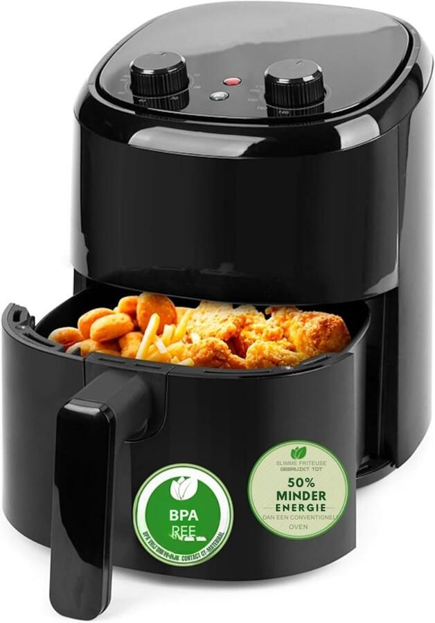 AMA Mini Airfryer Heteluchtfriteuse Friteuse Zwart 23x23x26cm