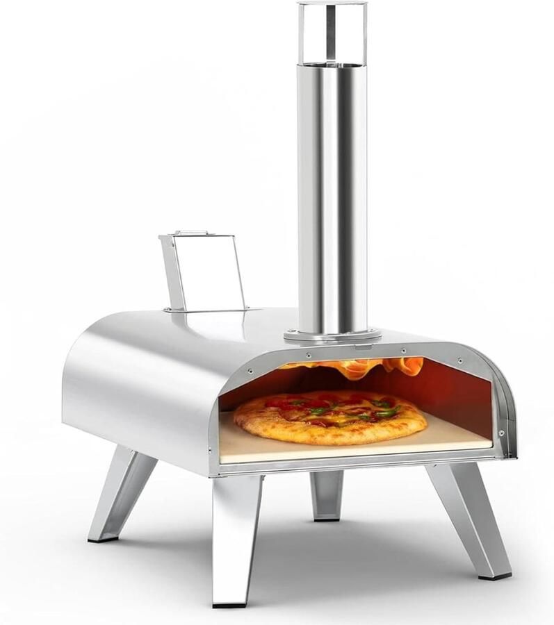 RVV Pizza oven Buiten Pizza oven Buiten Pizza oven Buiten Gas draagbare roestvrijstalen pizzagrill houtgestookte pizzamaker Zilver- 54 cm x 36 cm x 61 cm