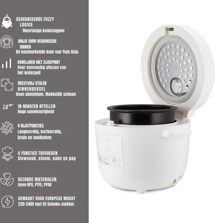 RVV Rijstkoker klein Rijstkoker Rijstkokers Wit ‎23cm x 26cm x 20cm