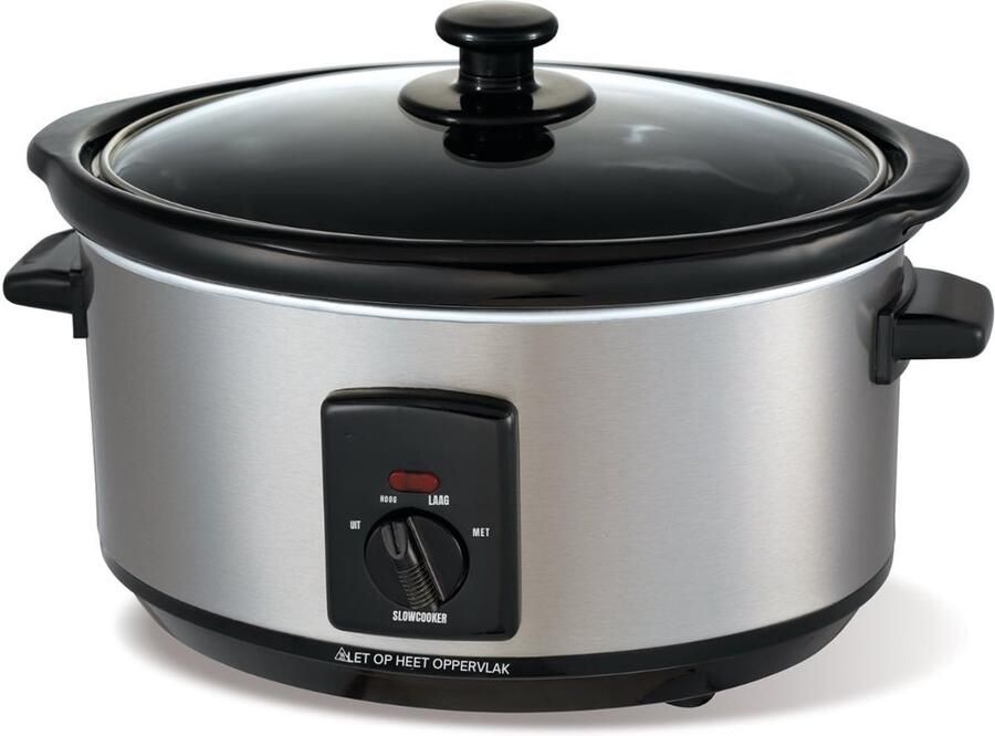 RVV Slowcooker met timer Slowcooker Crockpot Zilver ‎35cm x 26cm x 21 cm