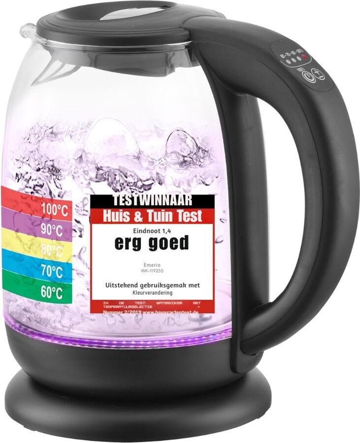 Quvo Waterkoker glas Waterkoker Zwart 23cm x 19cm x 24cm