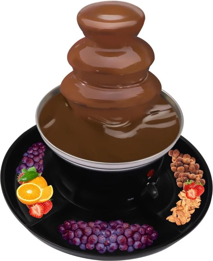 RwB Cocoladefontein Chocolade Fondue Luxe Chocoladefontein Zwart en Wit 31 x 26 x 19 cm