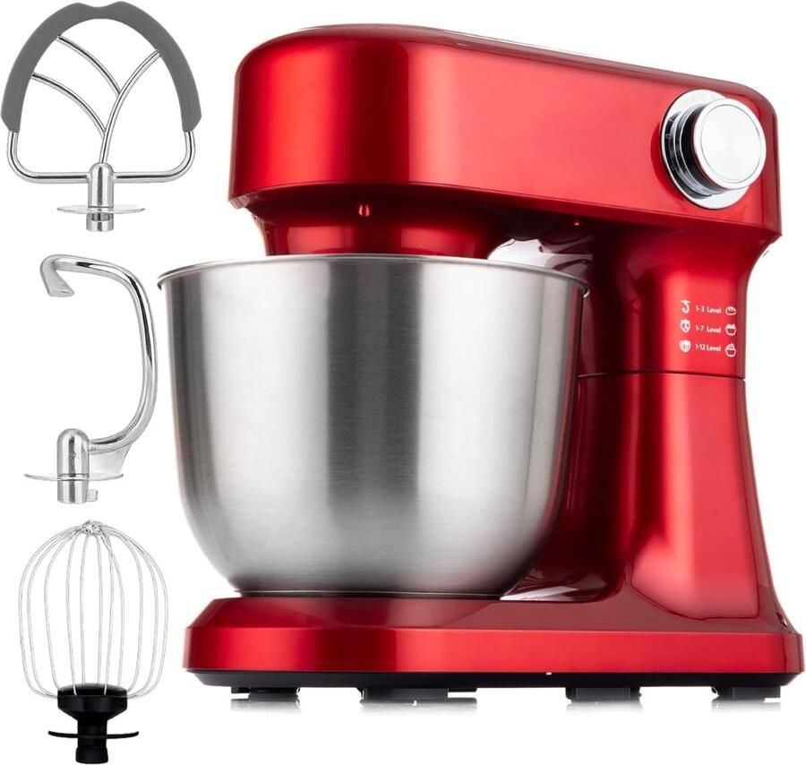 RwB Mixer met Mengkom Keuken Mixer Mix Machine Rood 23 x 34 x 36 cm