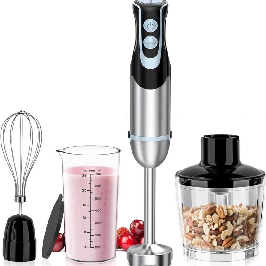 RwB Staafmixer Set Staafmixer Handblender Zwart en Zilver 13cm x 11cm x 15cm