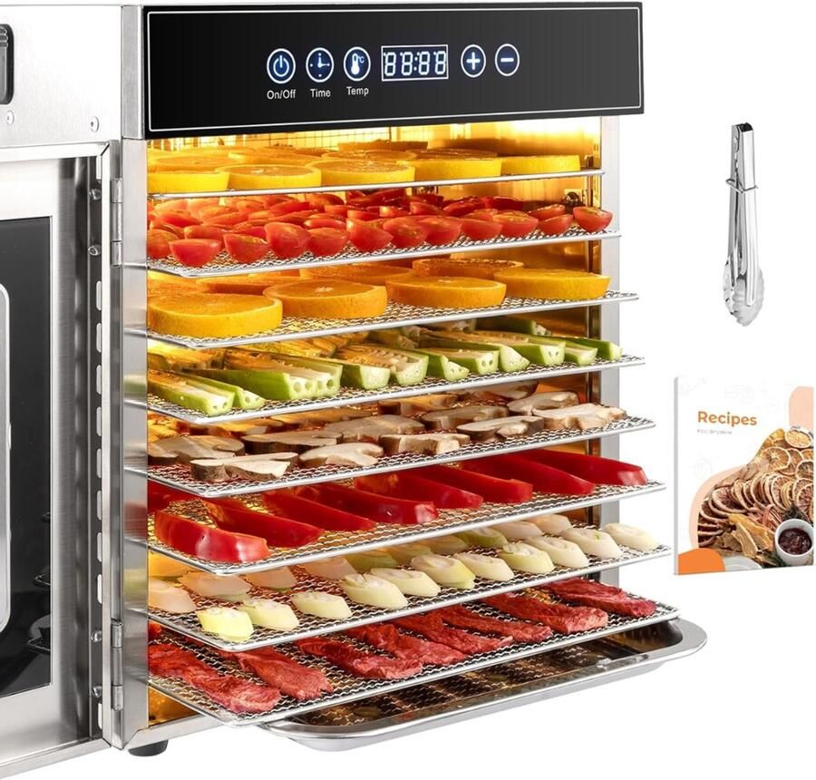 RwB Voedseldroger Dehydrator Droogoven Zilver 34cm x 32cm x 35cm