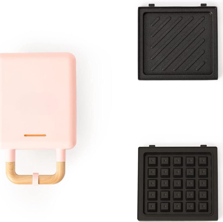 RwB Wafelijzer met Verwisselbare Platen Wafelijzer Tostiijzer Roze 14 x 23 x 10