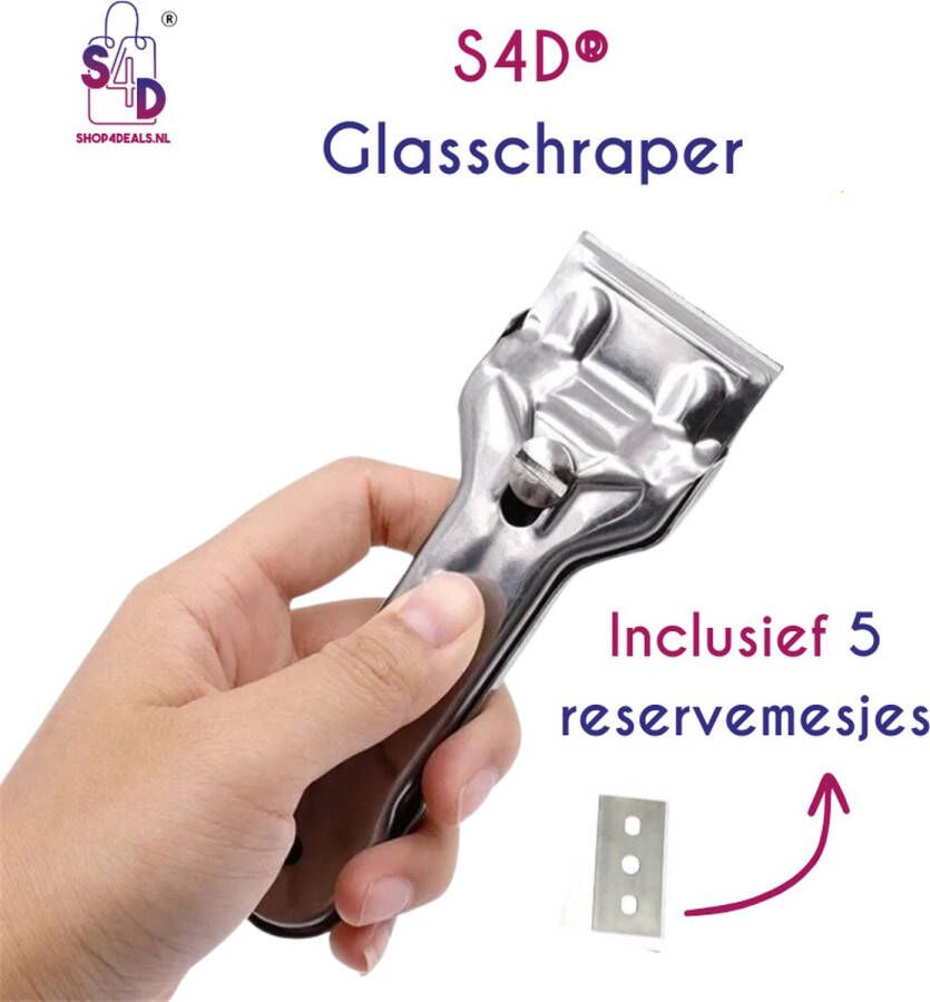 S4D Glasschraper Kookplaat Schraper Kookplaat Krabber Multifunctioneel Metaal Inclusief 5 Extra Mesjes ! - Foto 2