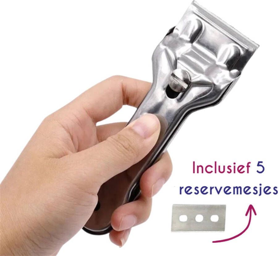 S4D Glasschraper Kookplaat Schraper Kookplaat Krabber Multifunctioneel Metaal Inclusief 5 Extra Mesjes !
