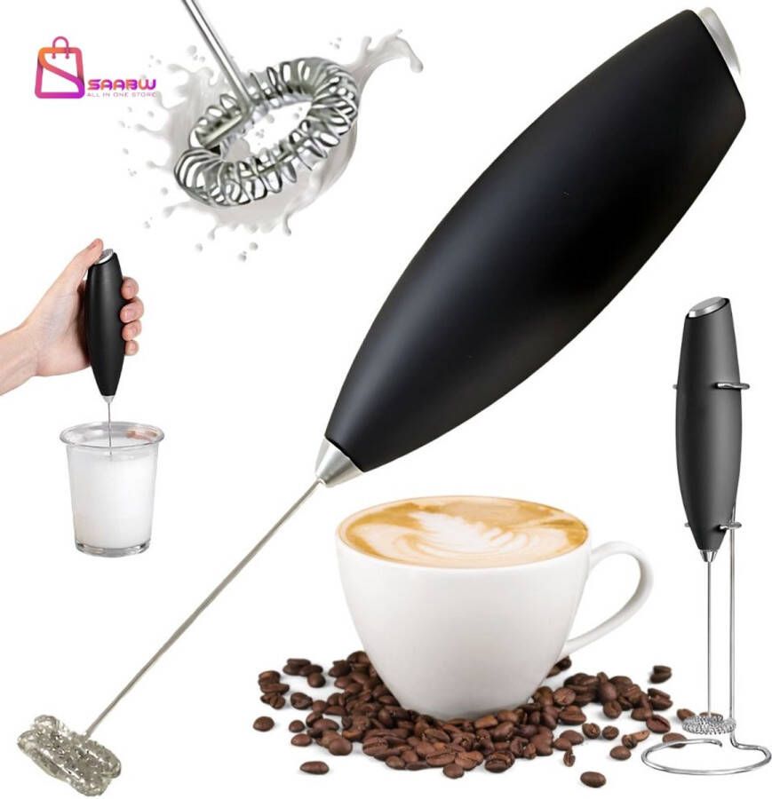 SAABW Elektrische Melkopschuimer – Melkopschuimer Mini & Handmatig – Koffie Mixer voor Cappuccino Latte Chocolademelk – Melkopschuimers voor Thuis – koffiezetapparaat – koffiemachines – 72319